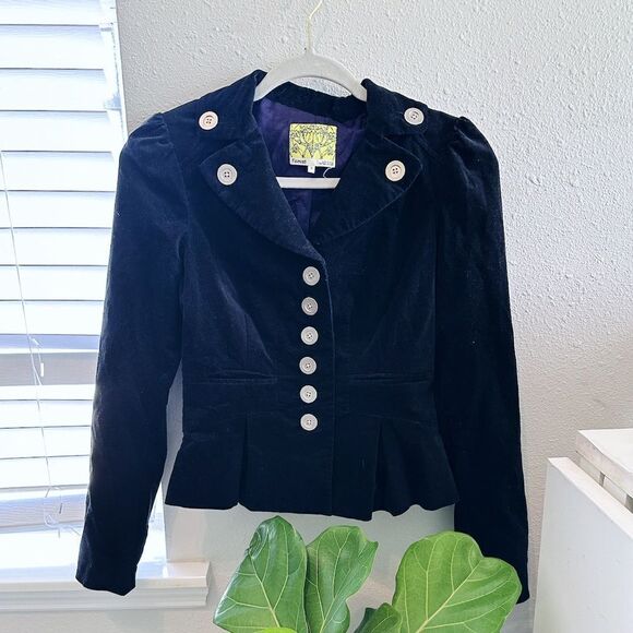 Anthropologie FLOREAT Black Velvet Blazer - Picture 1 of 4